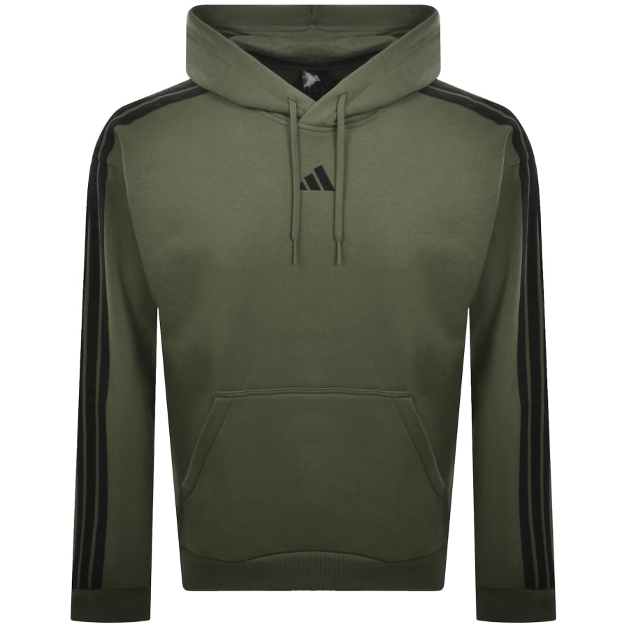 Image number 1 for adidas Sportswear 3 Stripe Hoodie Olive Green