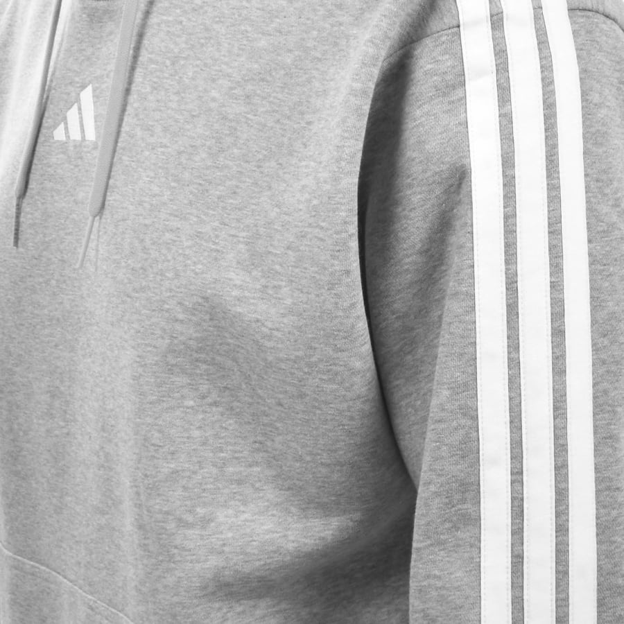 Image number 4 for adidas Sportswear 3 Stripe Hoodie Grey