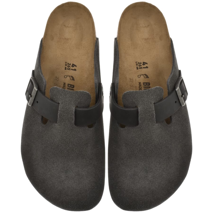 Image number 1 for Birkenstock Boston BS Mules Charcoal Grey