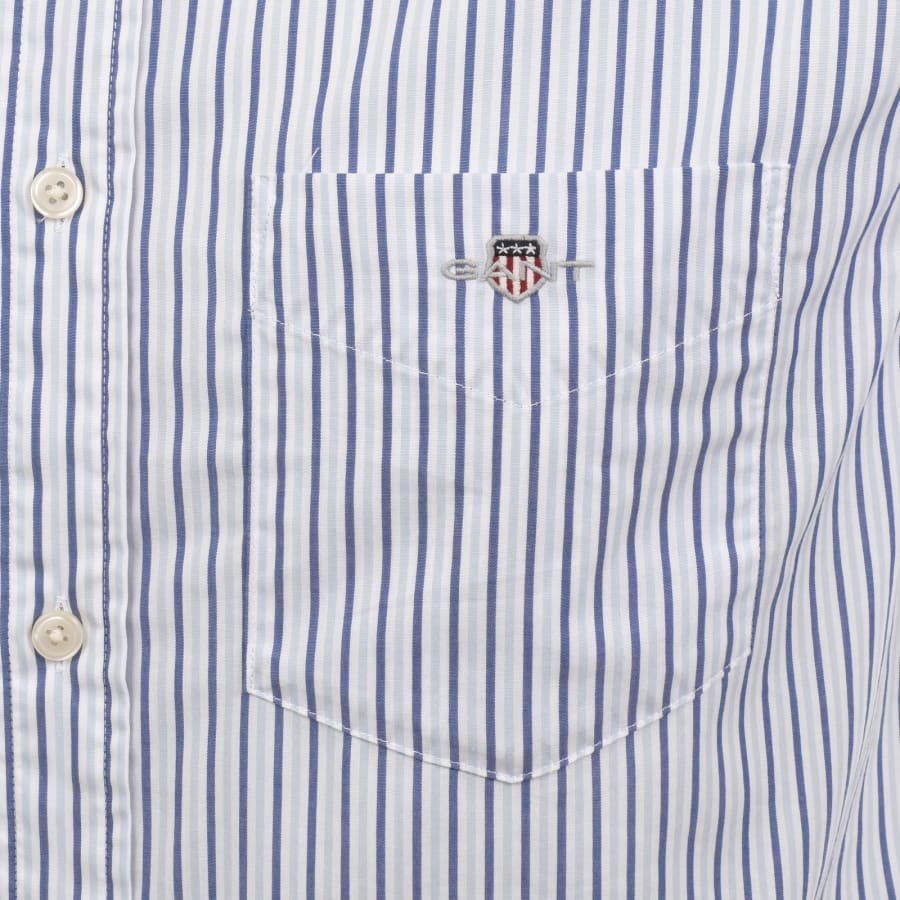 Image number 3 for Gant Poplin Stripe Short Sleeved Shirt Fresh Blue