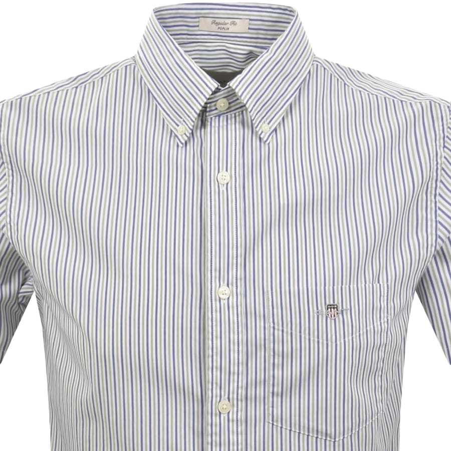 Image number 2 for Gant Poplin Stripe Short Sleeved Shirt Green