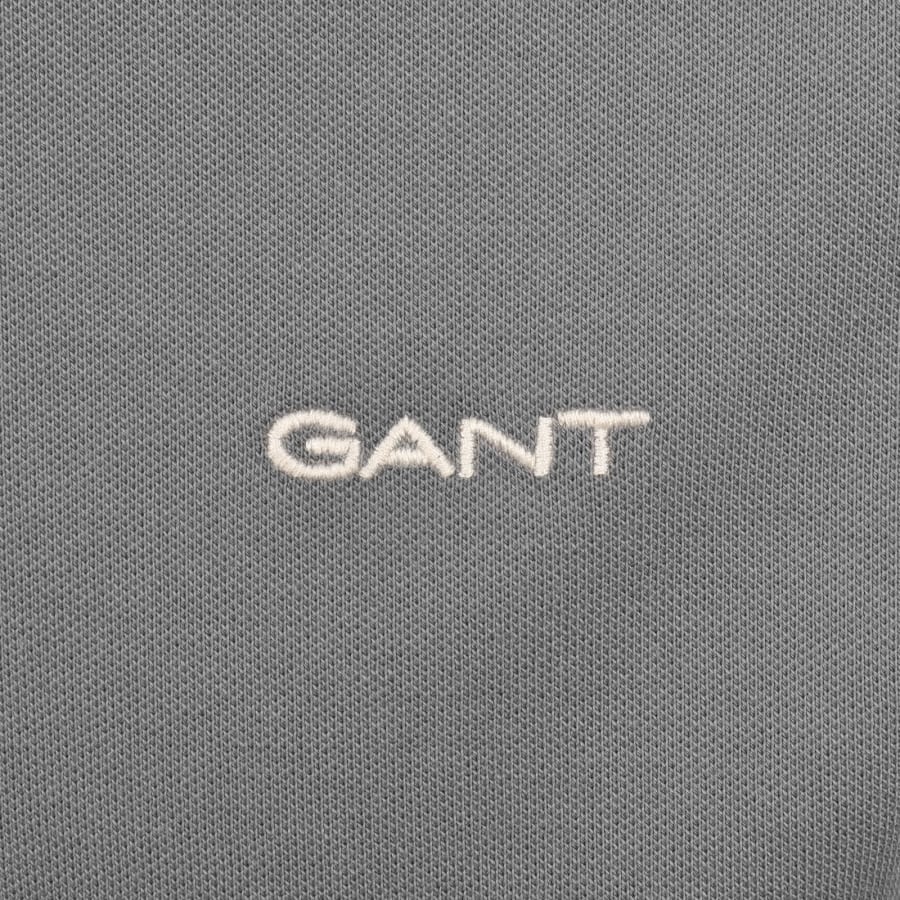 Image number 3 for Gant Contrast Pique Polo T Shirt Mid Grey