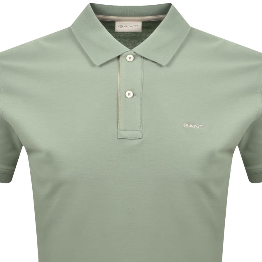 Image number 2 for Gant Contrast Pique Polo T Shirt Green