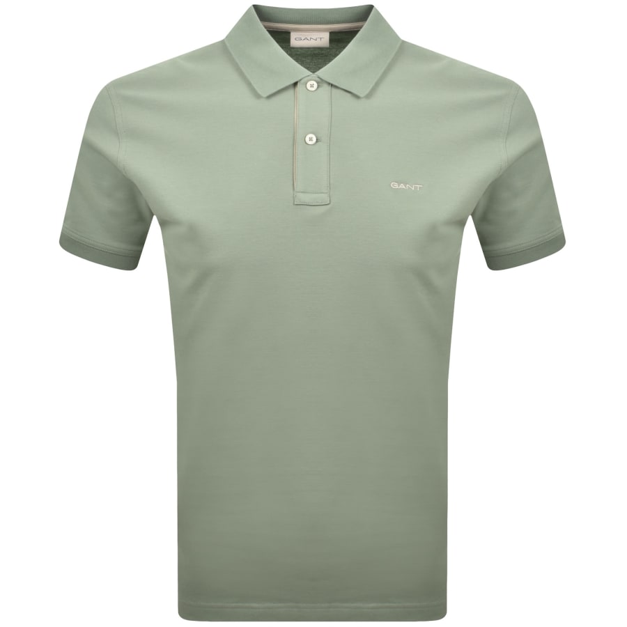 Image number 1 for Gant Contrast Pique Polo T Shirt Green