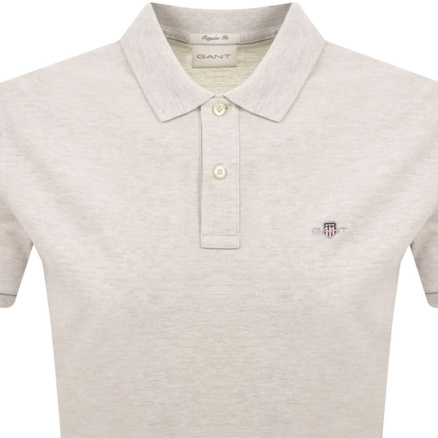 Image number 2 for Gant Regular Fit Shield Pique Polo T Shirt Grey