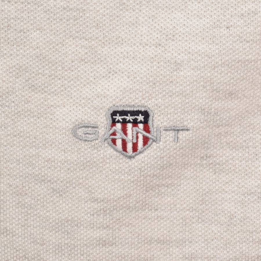 Image number 3 for Gant Regular Fit Shield Pique Polo T Shirt Grey