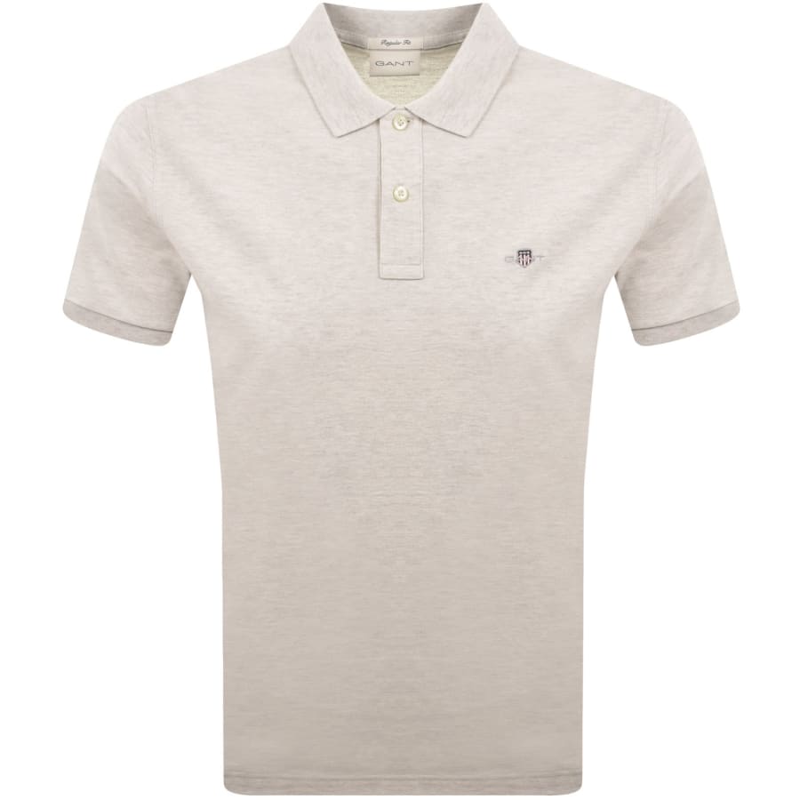 Image number 1 for Gant Regular Fit Shield Pique Polo T Shirt Grey