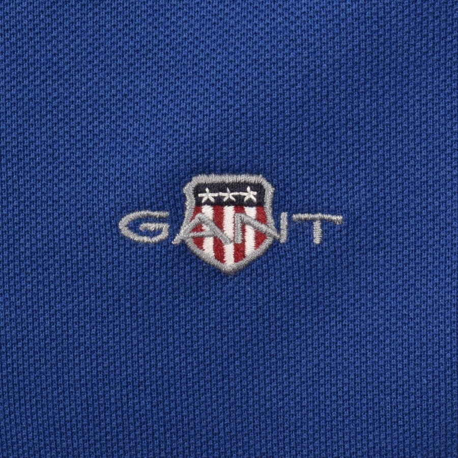 Image number 3 for Gant Regular Fit Shield Pique Polo T Shirt Blue