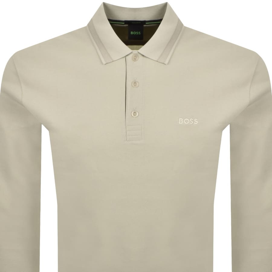 Image number 2 for BOSS Plisy Long Sleeve Polo T Shirt Beige