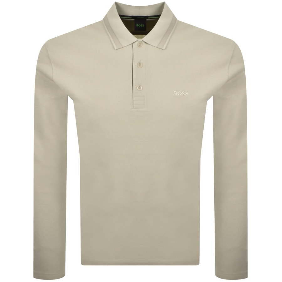 Image number 1 for BOSS Plisy Long Sleeve Polo T Shirt Beige