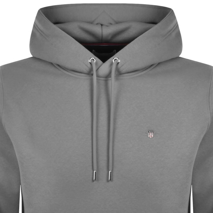 Image number 2 for Gant Regular Shield Hoodie Mid Grey
