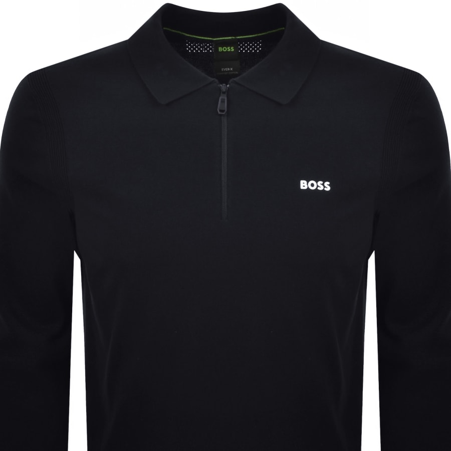 Image number 2 for BOSS Ever X Knit Polo Jumper Navy