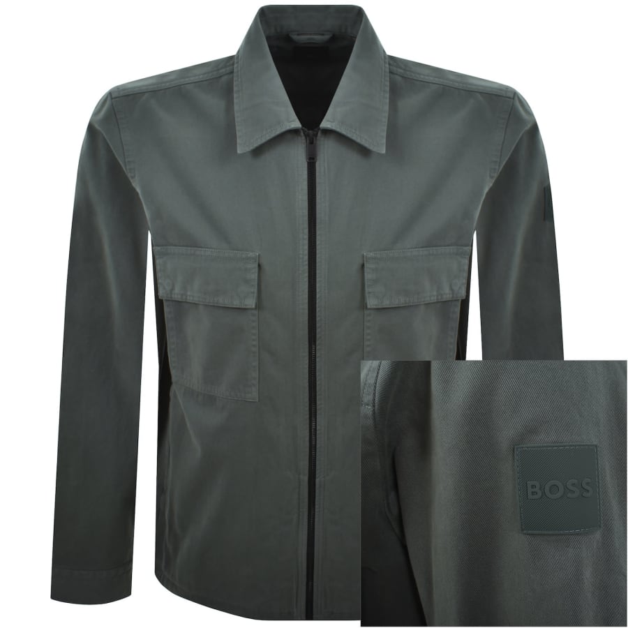 Image number 1 for BOSS Lorum Full Zip Overshirt Green