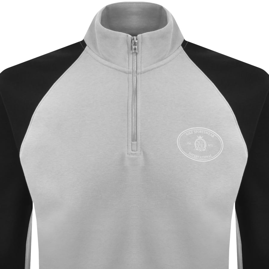 Image number 2 for Nike Quarter Zip Fleece Sweatshirt Grey