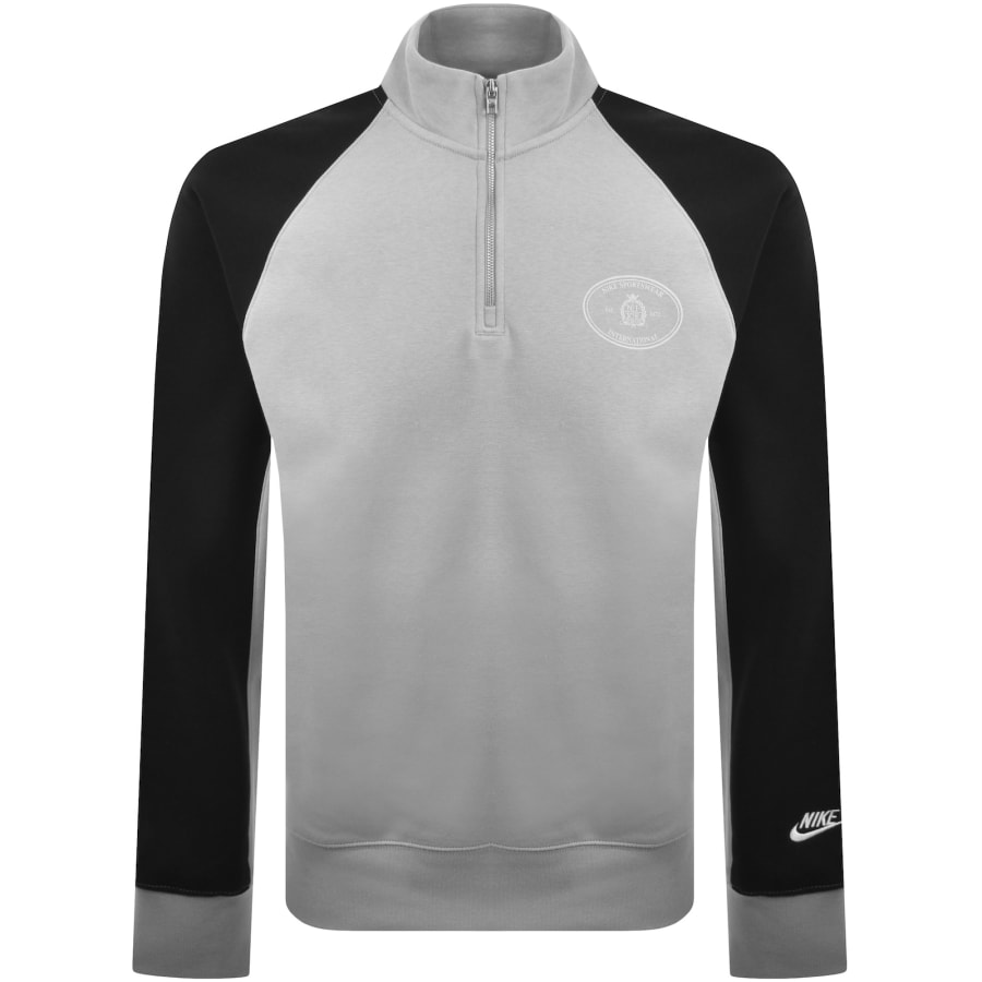 Image number 1 for Nike Quarter Zip Fleece Sweatshirt Grey