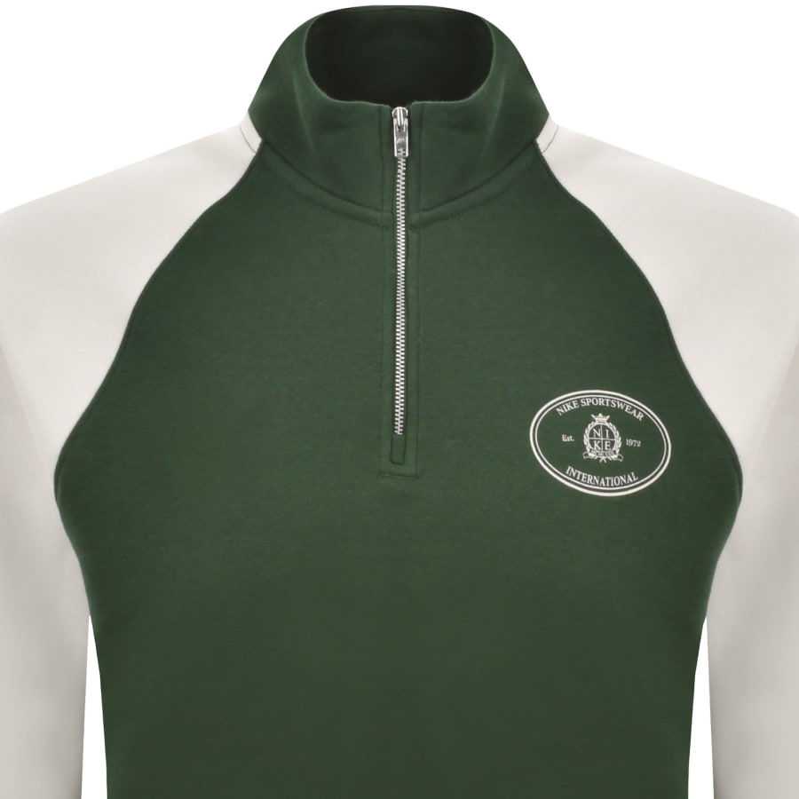 Image number 2 for Nike Quarter Zip Fleece Sweatshirt Green