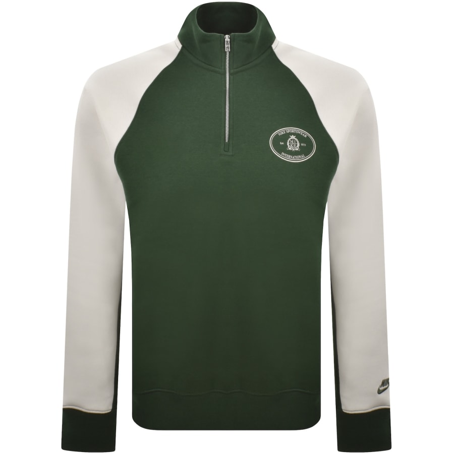Image number 1 for Nike Quarter Zip Fleece Sweatshirt Green