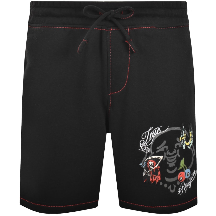 Image number 1 for True Religion Buddha Face Fleece Shorts Black