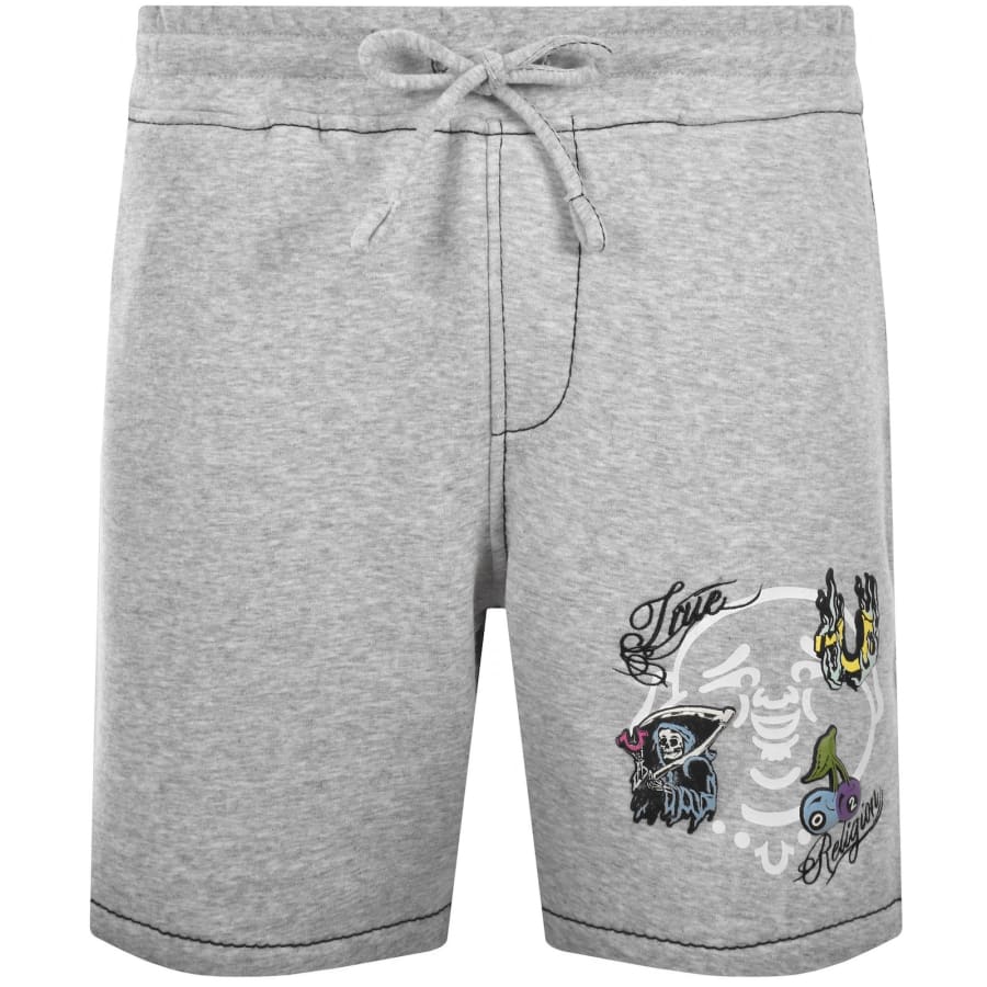 Image number 1 for True Religion Buddha Face Fleece Shorts Grey