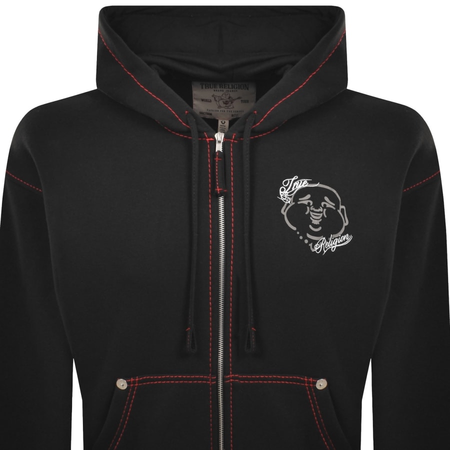 Image number 3 for True Religion Buddha Face Zip Hoodie Black