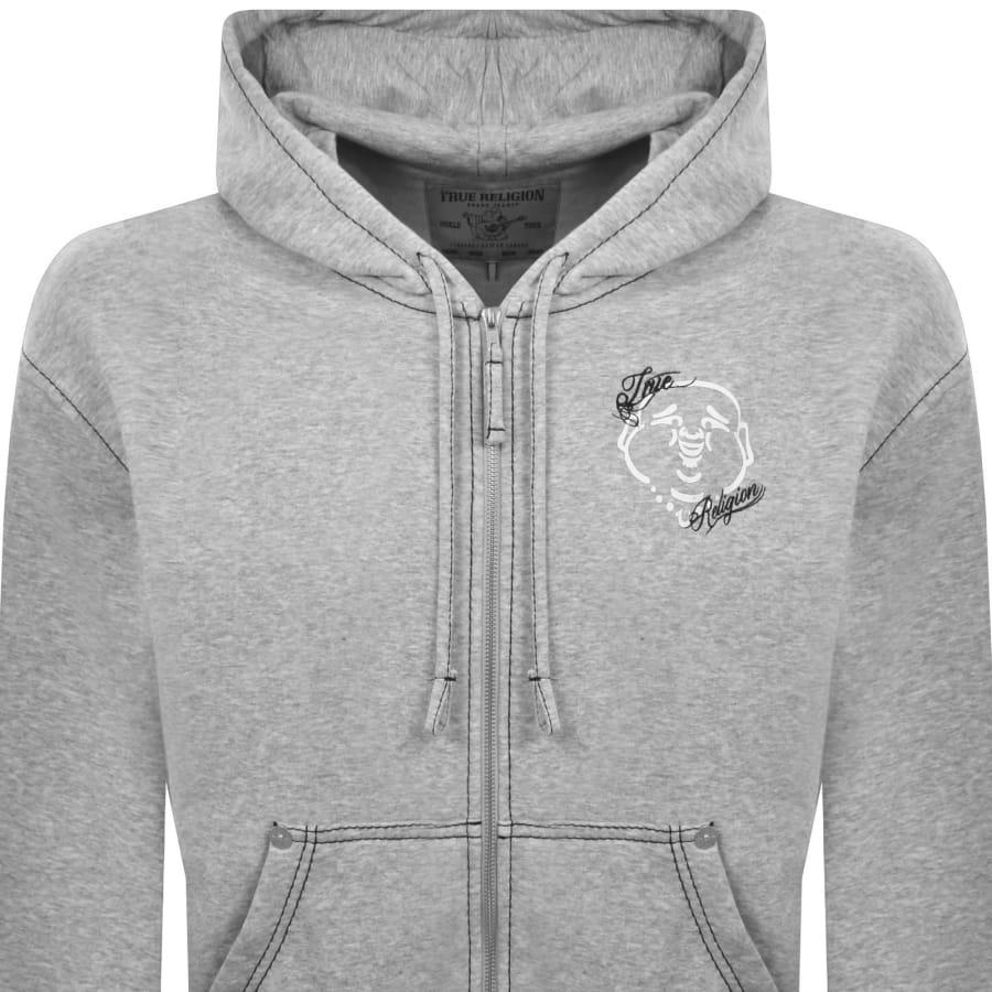 Image number 3 for True Religion Buddha Face Zip Hoodie Grey