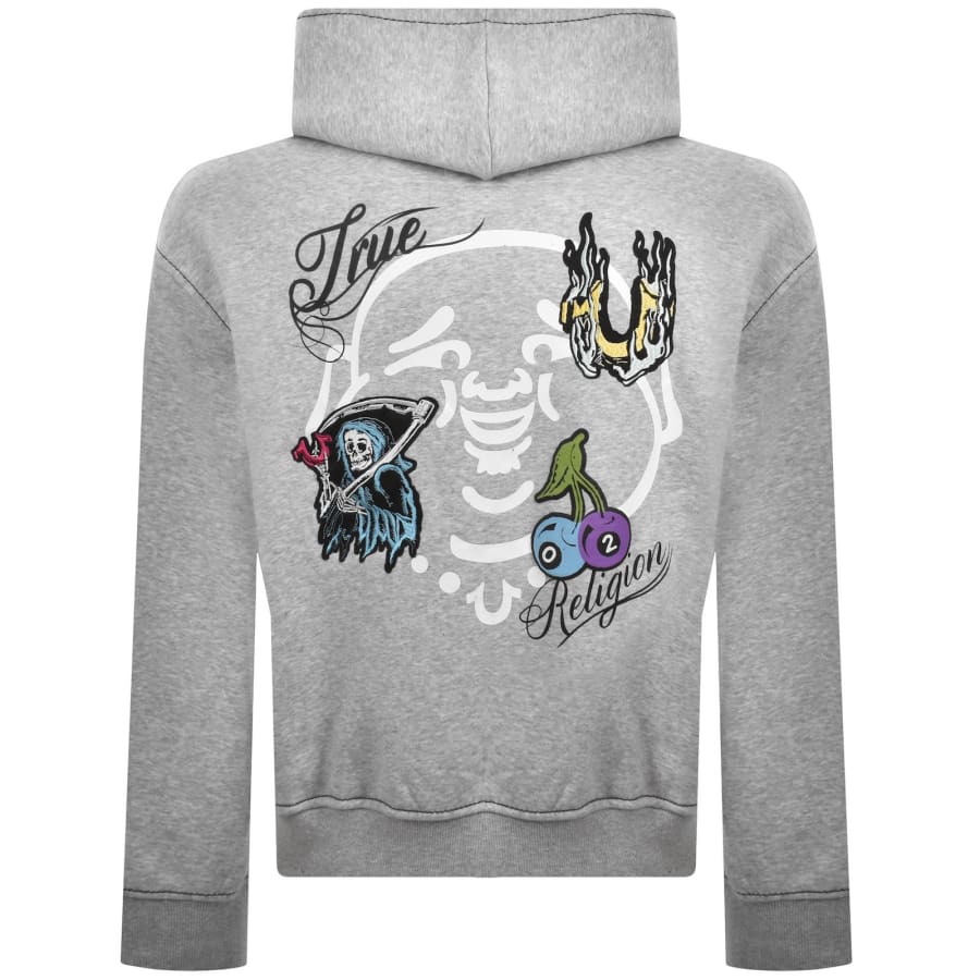 Image number 5 for True Religion Buddha Face Zip Hoodie Grey