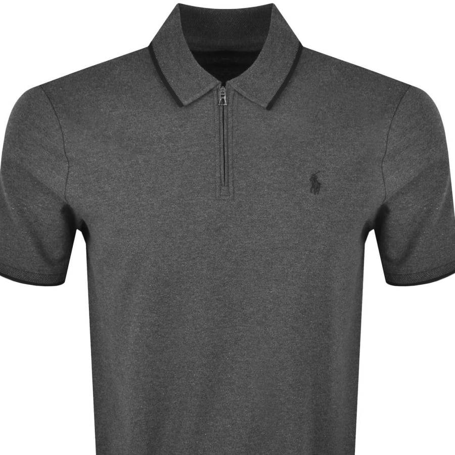 Image number 2 for Ralph Lauren Stretch Mesh Zip Polo Grey