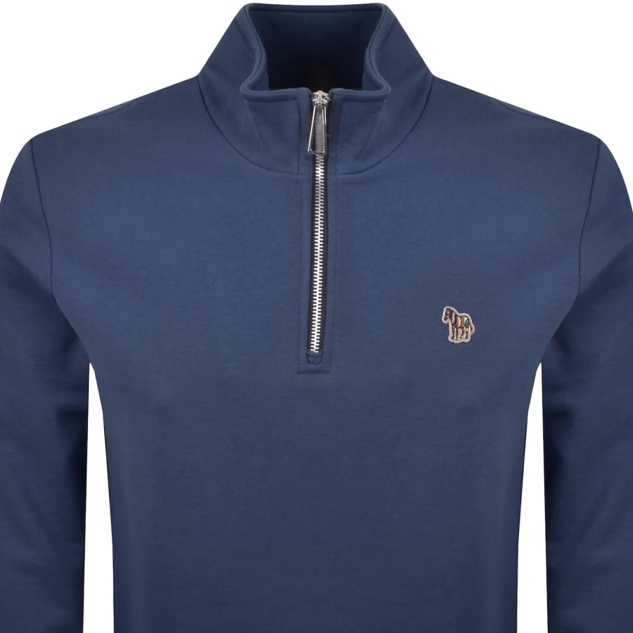 Image number 2 for Paul Smith Zebra Half Zip Sweatshirt Blue