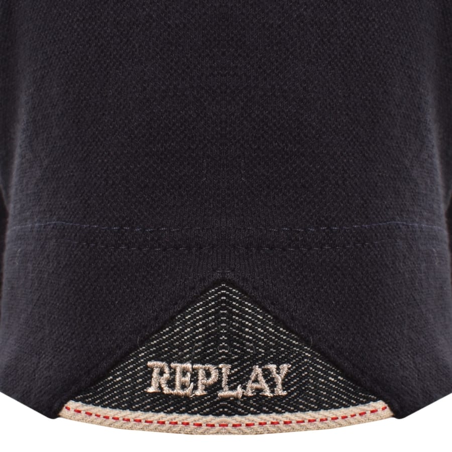 Image number 5 for Replay Short Sleeved Slim Fit Polo T Shirt Navy