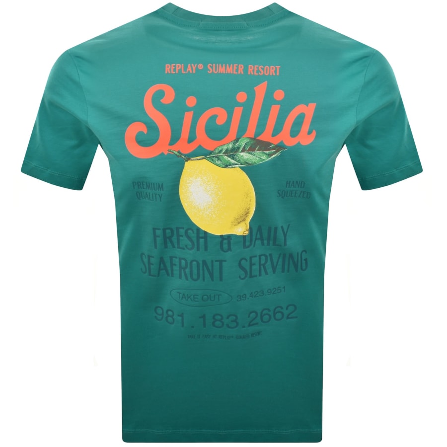 Image number 5 for Replay Graphic T Shirt Blue