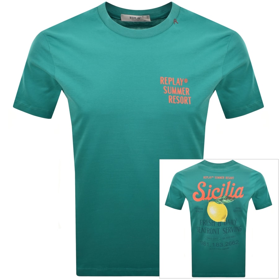 Image number 1 for Replay Graphic T Shirt Blue