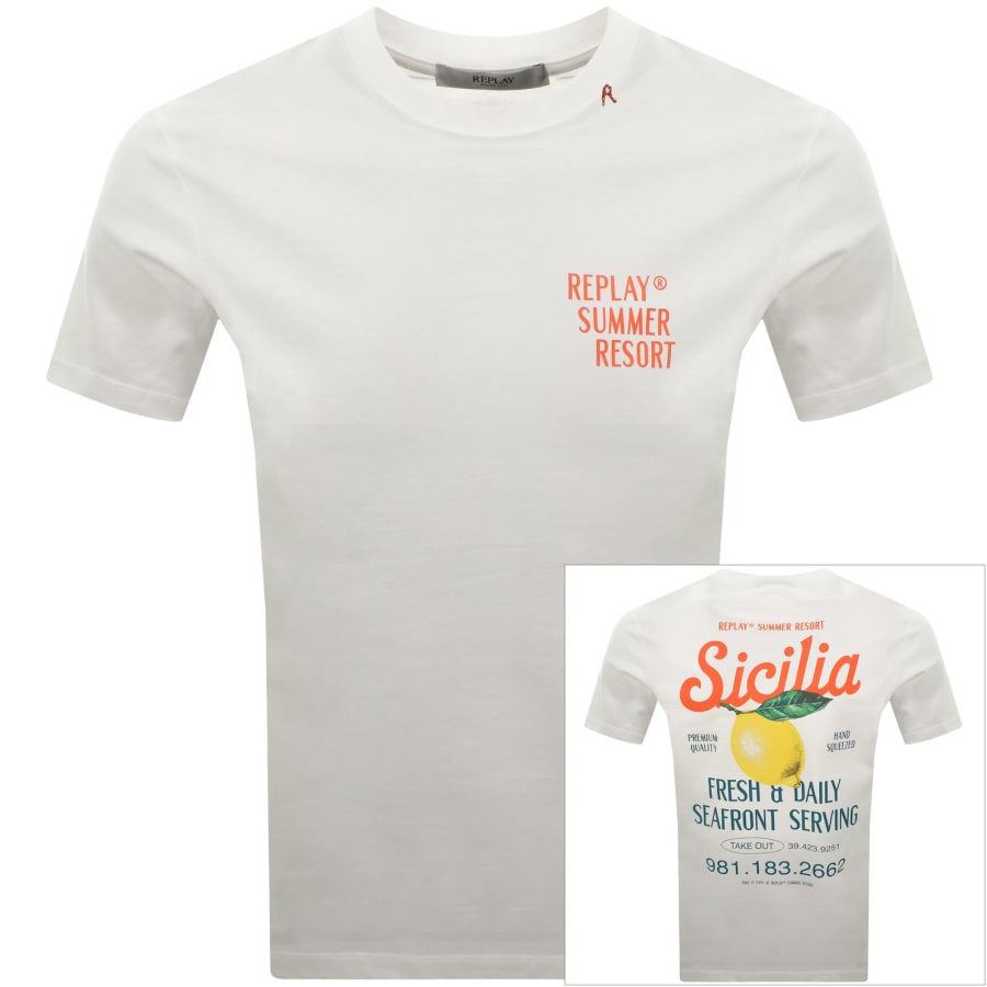 Image number 1 for Replay Graphic T Shirt White
