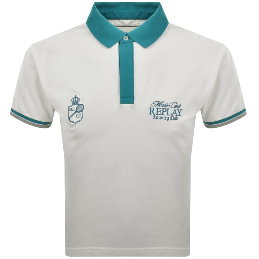 Image number 2 for Replay Short Sleeved Polo T Shirt Cream
