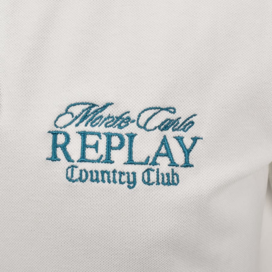 Image number 3 for Replay Short Sleeved Polo T Shirt Cream