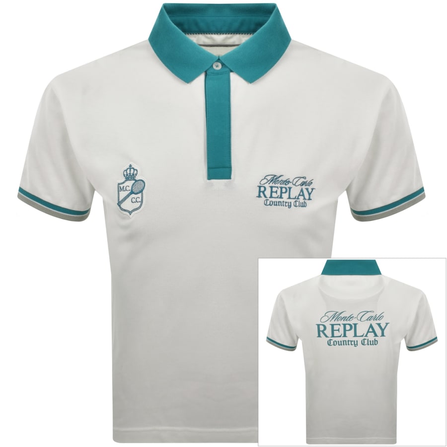 Image number 1 for Replay Short Sleeved Polo T Shirt Cream