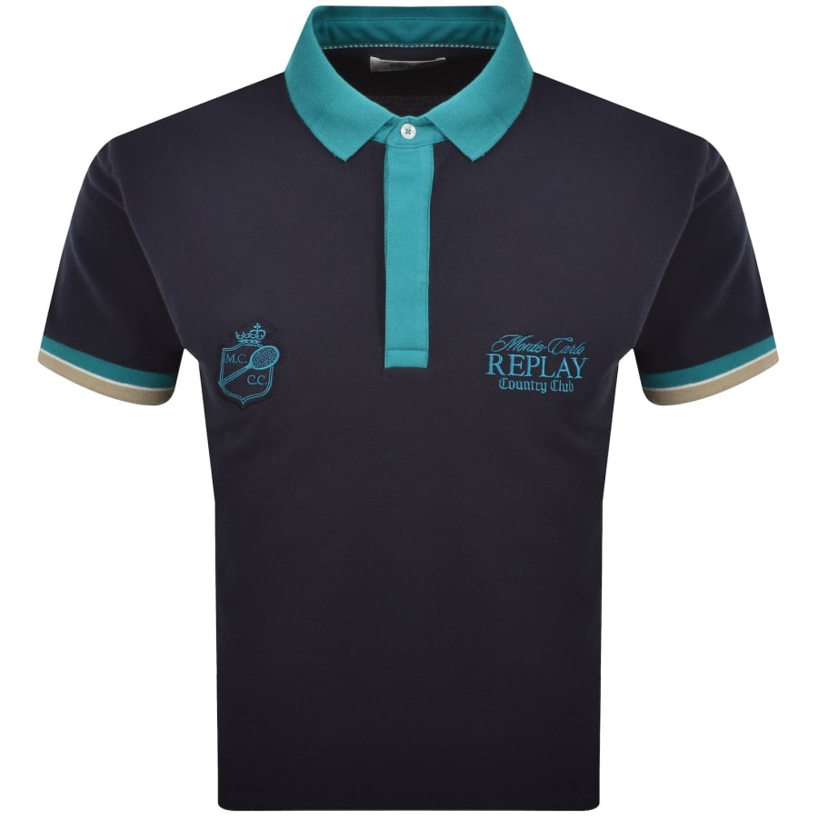 Image number 2 for Replay Short Sleeved Polo T Shirt Navy