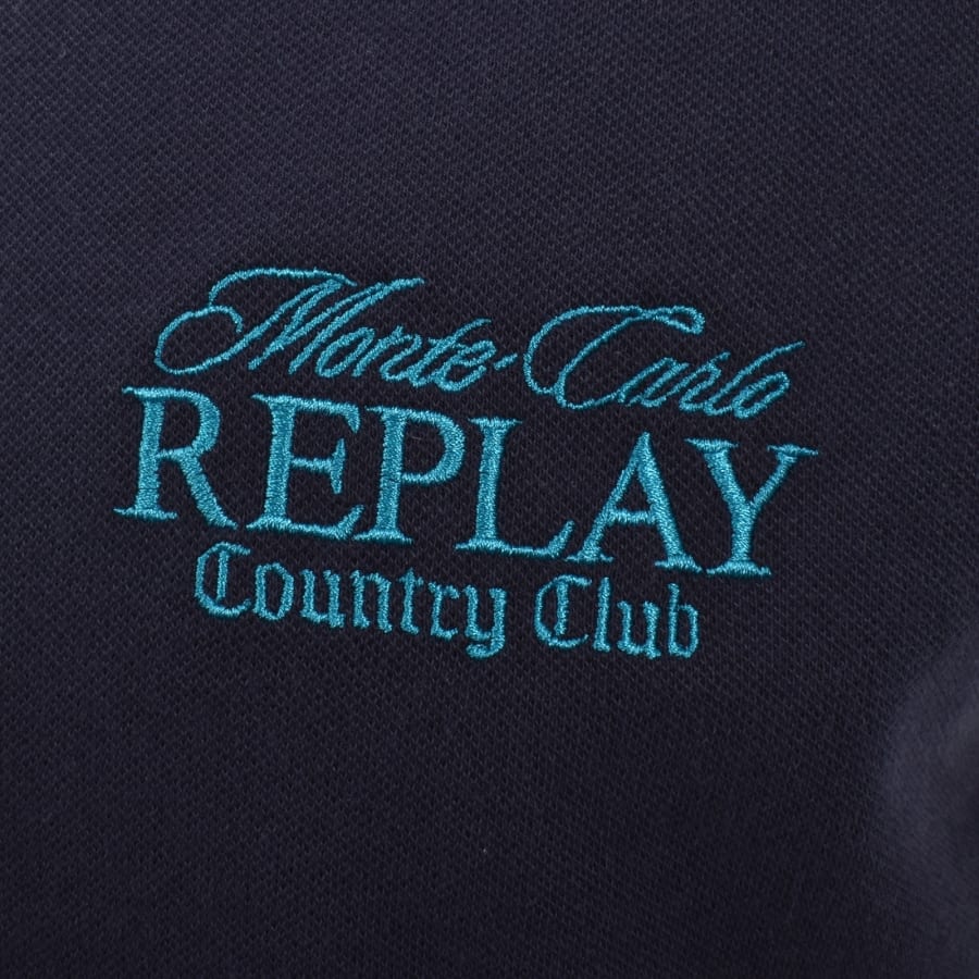 Image number 3 for Replay Short Sleeved Polo T Shirt Navy