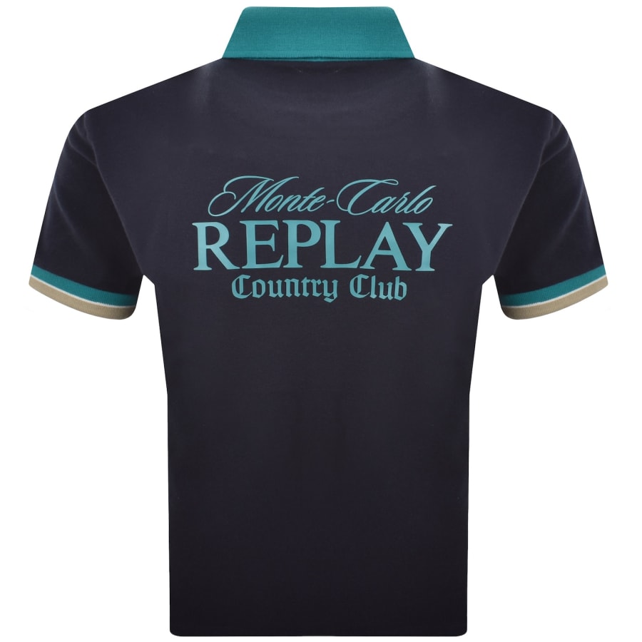 Image number 5 for Replay Short Sleeved Polo T Shirt Navy