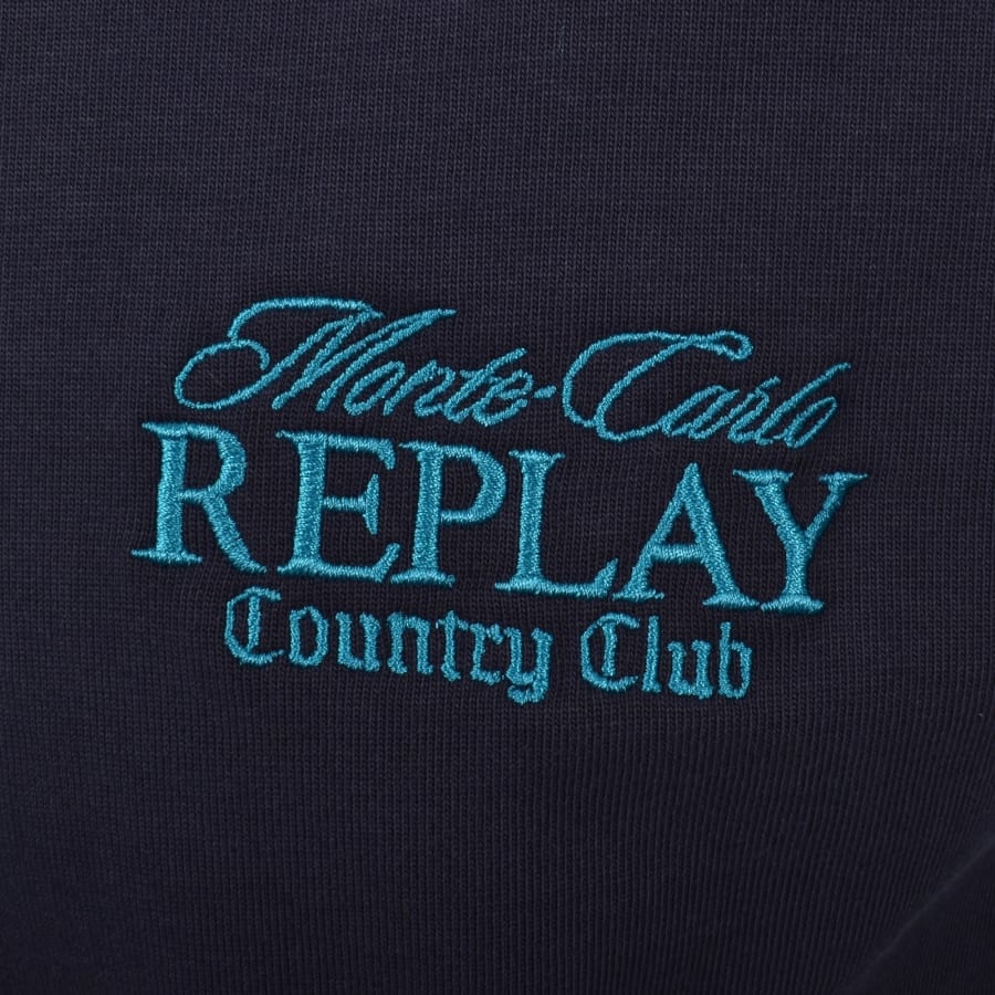 Image number 3 for Replay Long Sleeved Polo T Shirt Navy