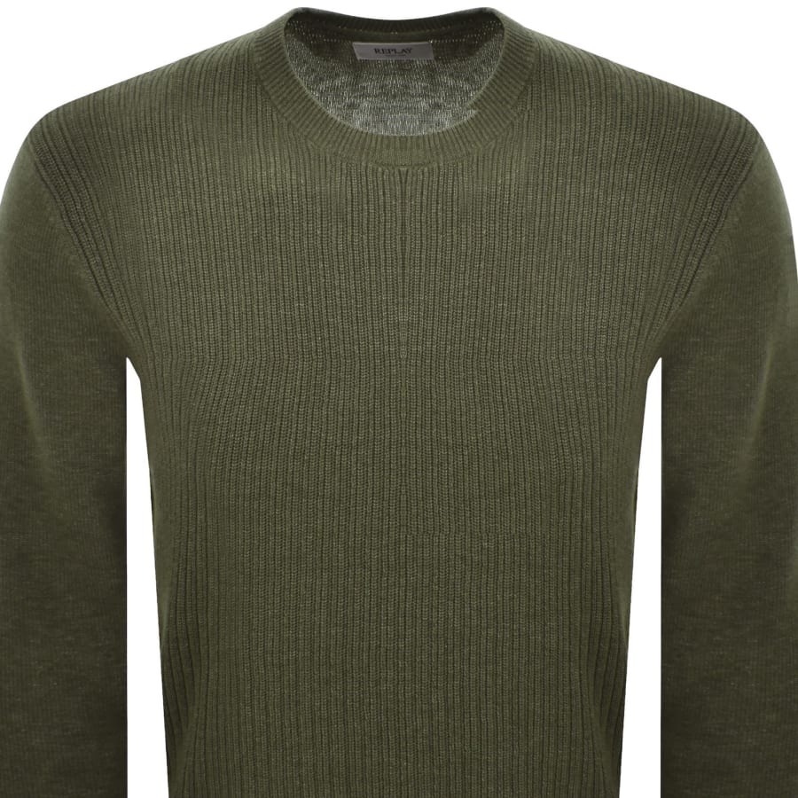 Image number 2 for Replay Crew Neck Knit Jumper Green