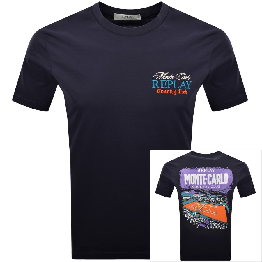 Image number 1 for Replay Graphic T Shirt Navy