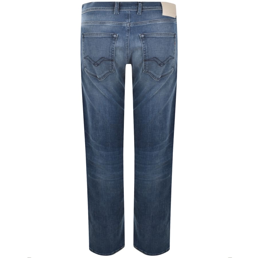 Image number 3 for Replay Grover Straight Fit Mid Wash Jeans Blue