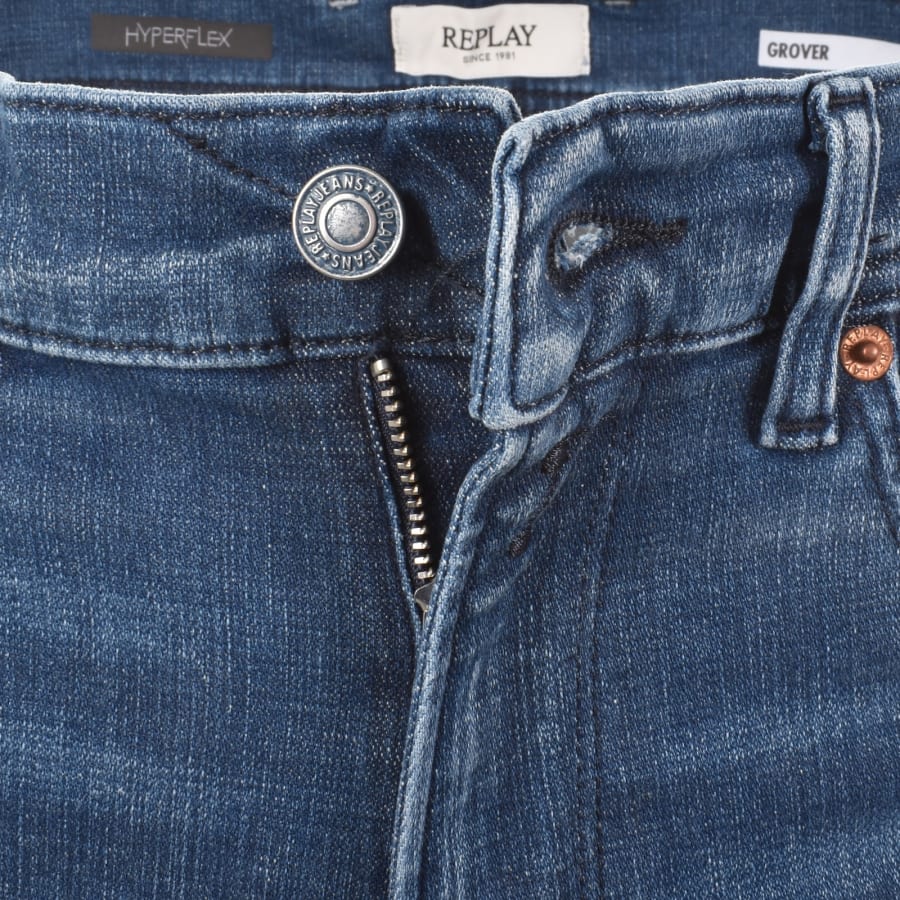Image number 5 for Replay Grover Straight Fit Mid Wash Jeans Blue
