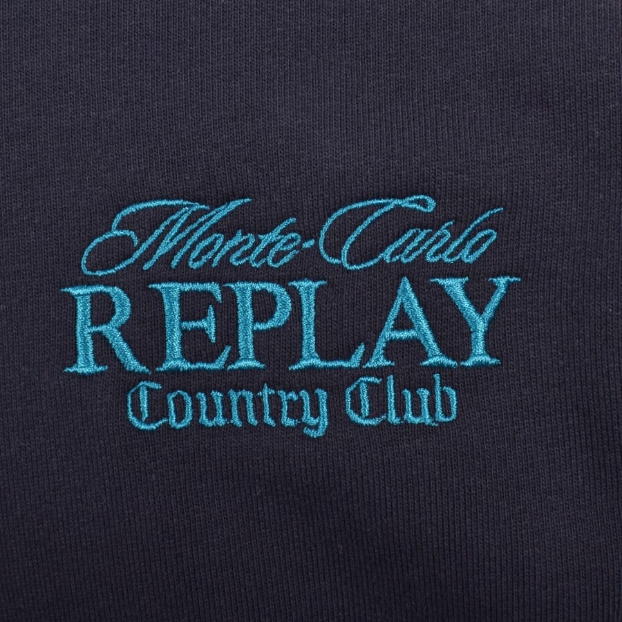 Image number 3 for Replay Quarter Zip Sweatshirt Navy