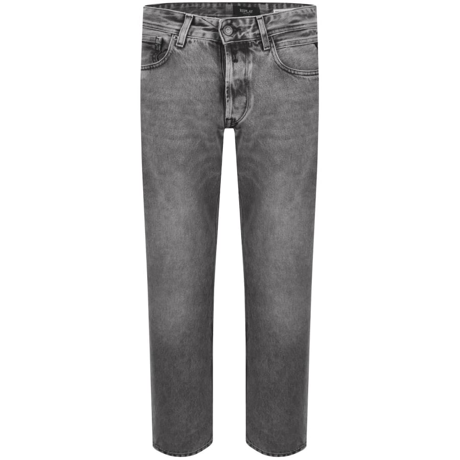 Image number 2 for Replay Grover Straight Fit Mid Wash Jeans Grey