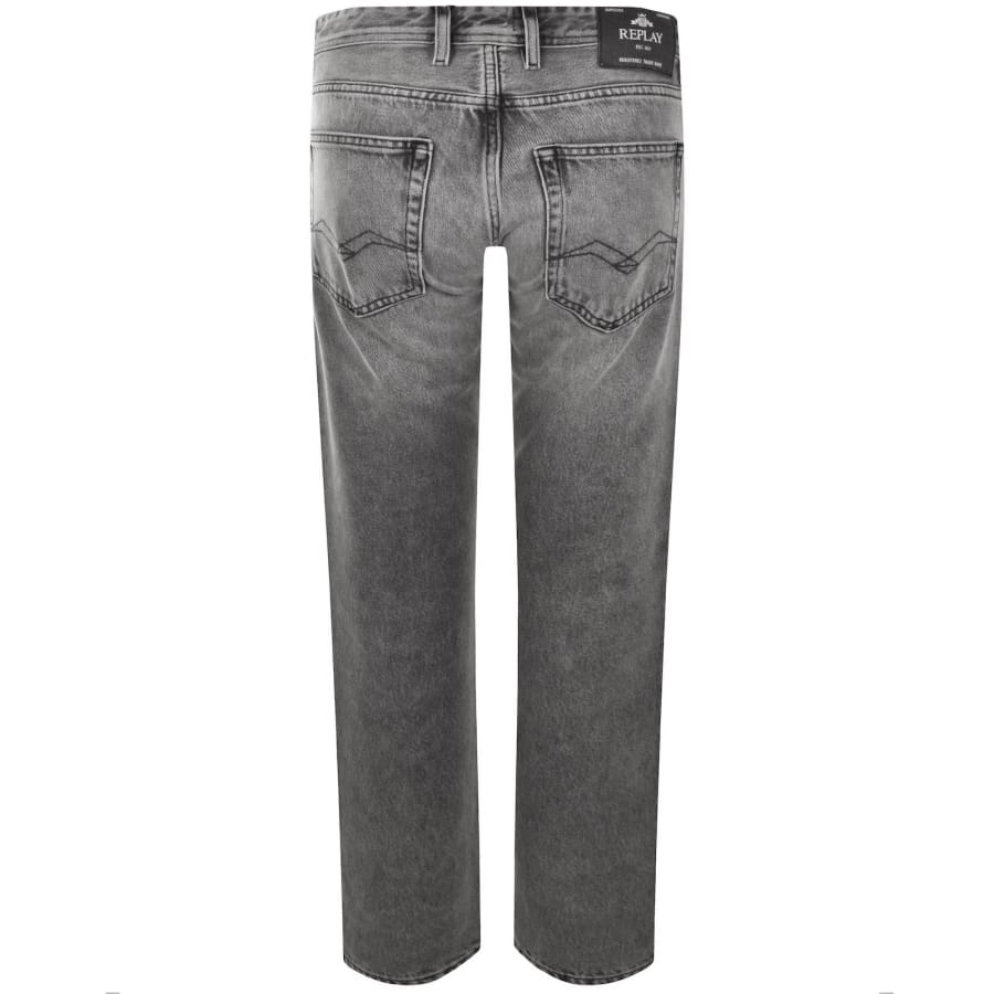 Image number 3 for Replay Grover Straight Fit Mid Wash Jeans Grey
