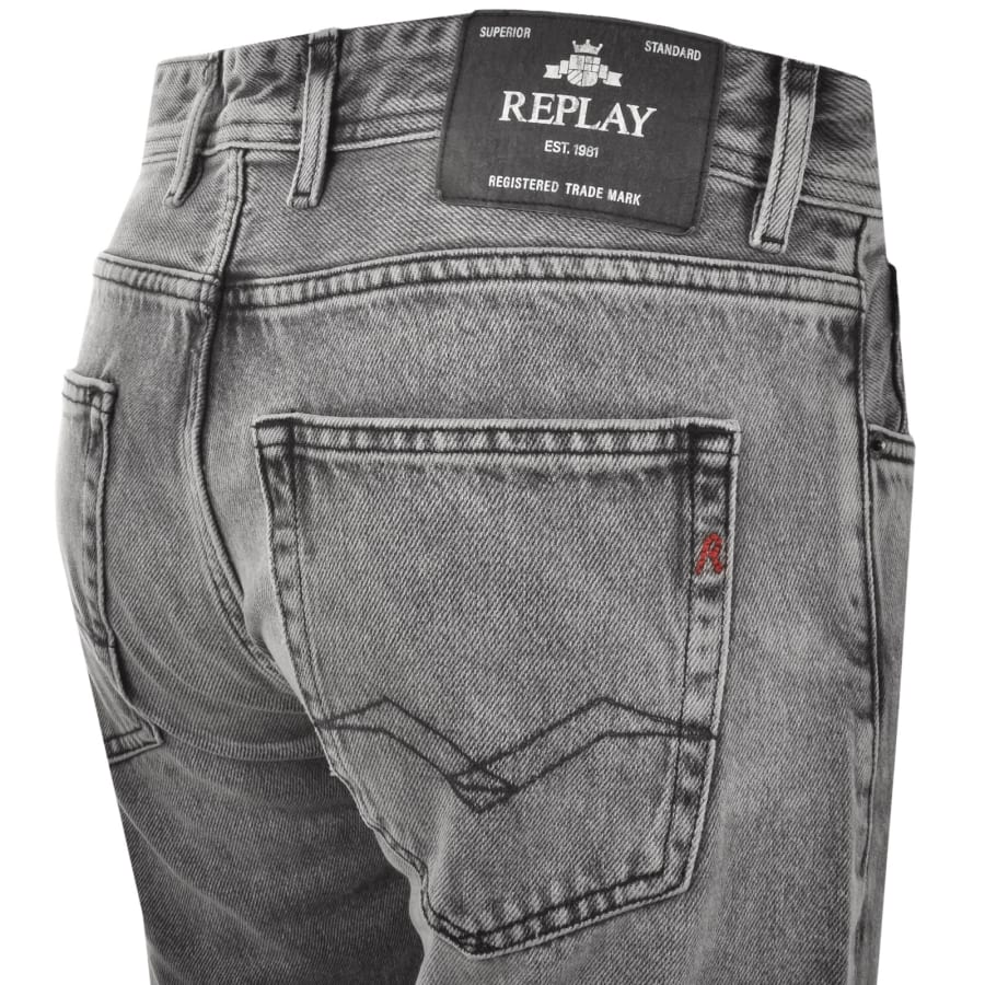 Image number 4 for Replay Grover Straight Fit Mid Wash Jeans Grey