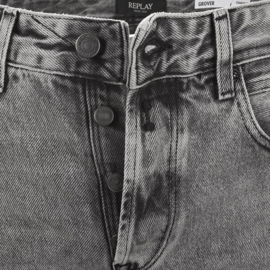 Image number 5 for Replay Grover Straight Fit Mid Wash Jeans Grey