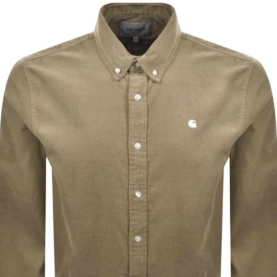 Image number 2 for Carhartt WIP Long Sleeve Cord Shirt Beige