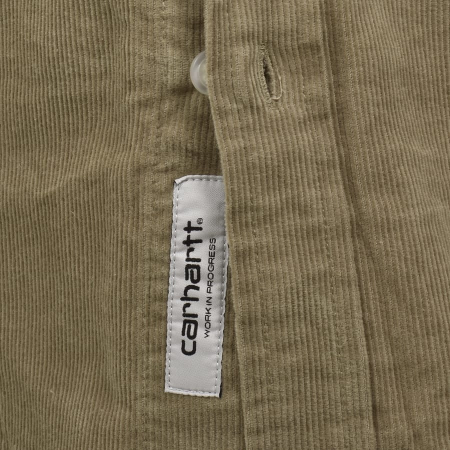 Image number 4 for Carhartt WIP Long Sleeve Cord Shirt Beige